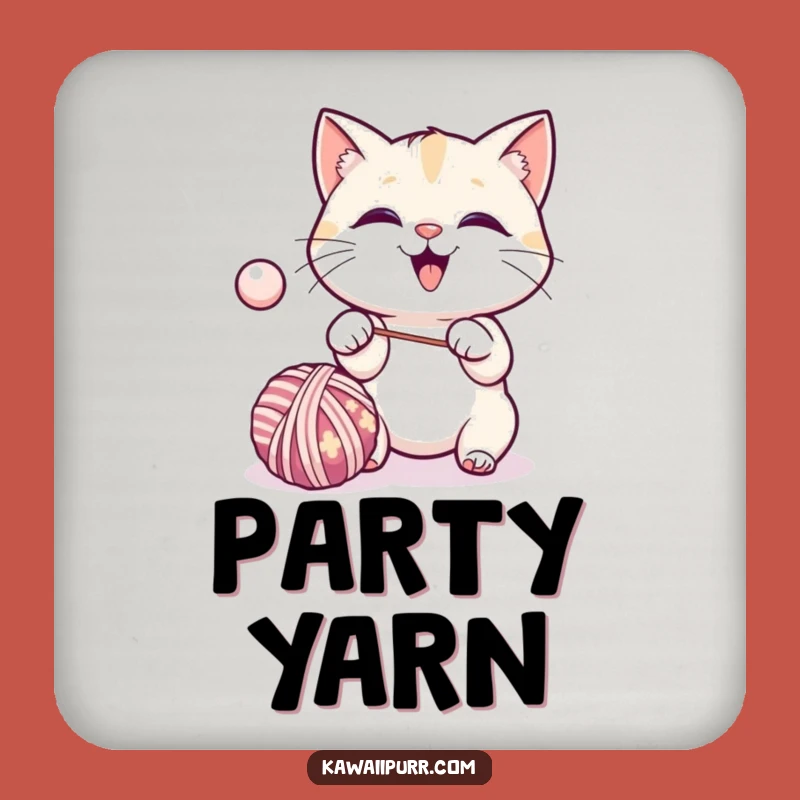 Funny Kawaii Cat Yarn Coasters: Protect Surfaces Excited Feline Gift Set