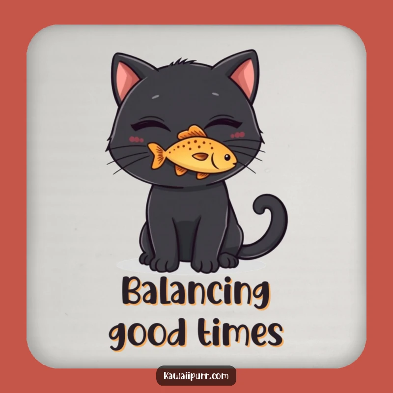 Protective Funny Black Cat Fish Coasters, Mischievous Feline Drink Set, Chic Funny Gift