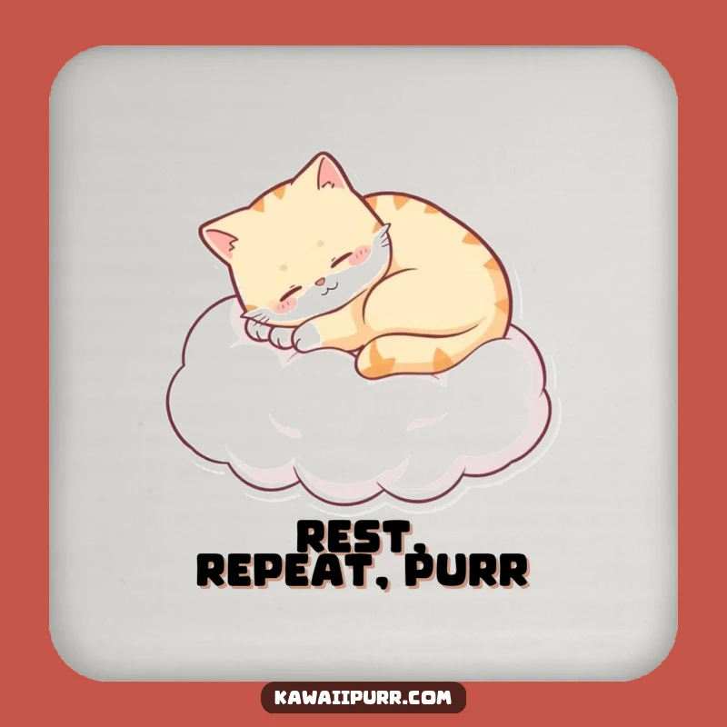 Funny Sleepy Cat Cloud Drink Coaster Protect Surfaces with Cozy Feline Charm Funny Gift