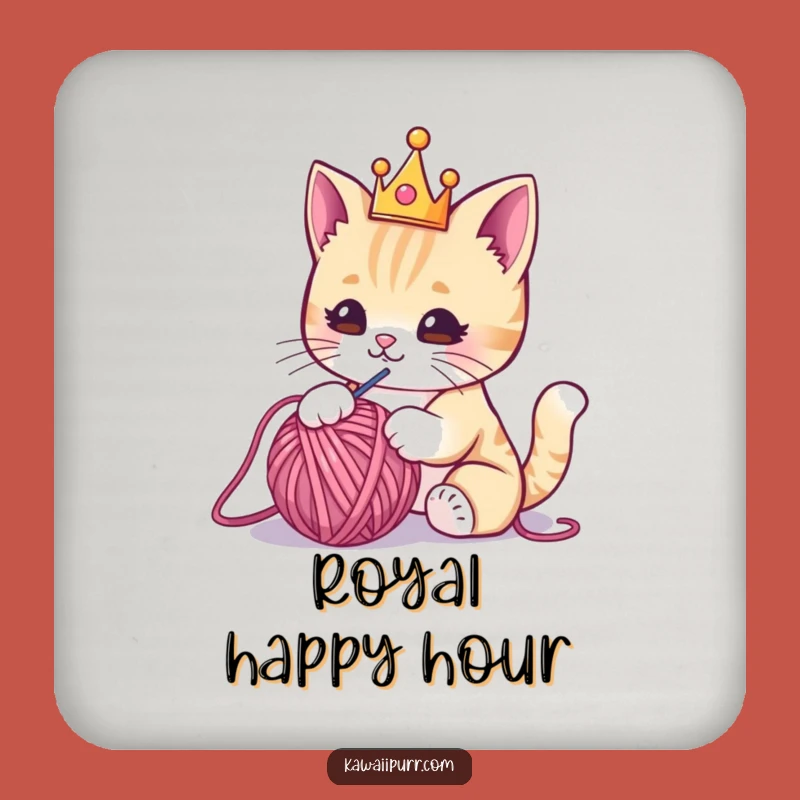 Funny Kawaii Crown Cat Coaster: Protect Your Surfaces with Regal Charm