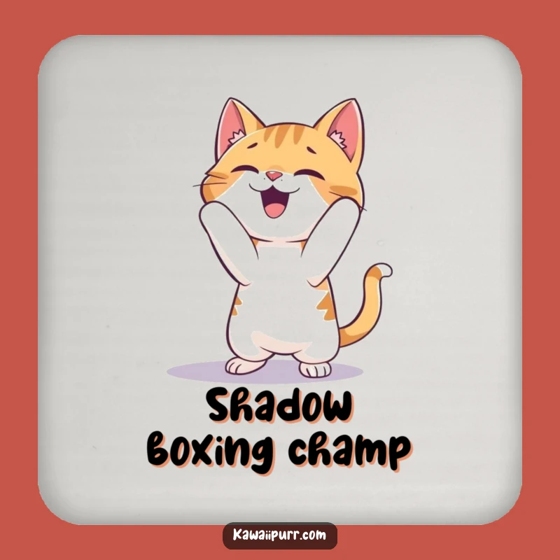 Funny Cat Pouncing Shadow Coaster: Protect Surfaces with Playful and Hilarious Art!
