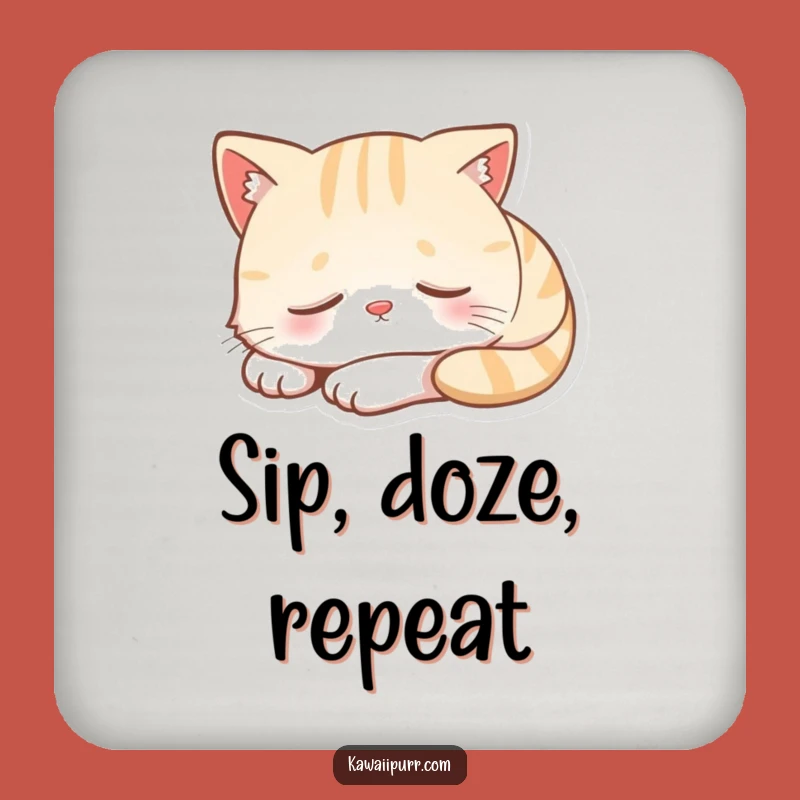 Funny Sleeping Cat Coaster: Peaceful Feline Drink Protection Gift