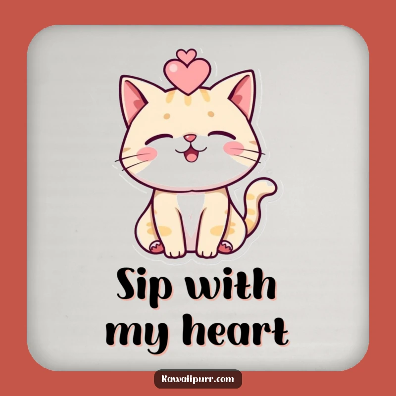 Funny Purring Cat Coaster Set: Heart Feline Protection, Cute Funny Gift for Home!