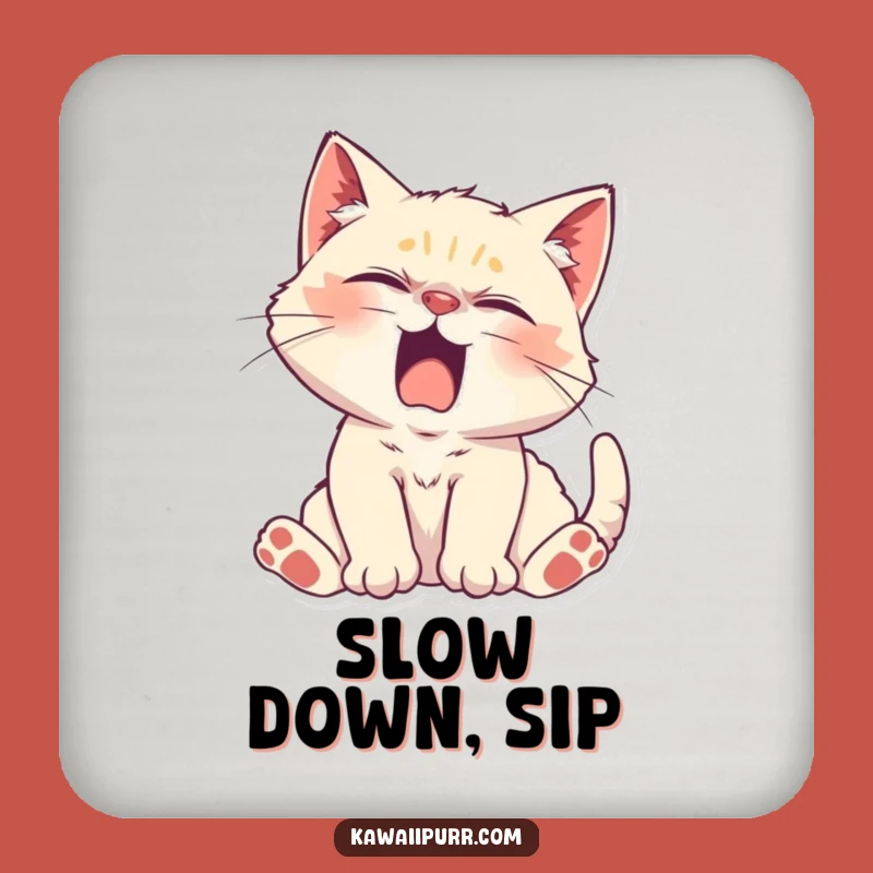 Funny Lazy Kitten Coaster: Protect Surfaces with Sleepy Humor and Relaxation.