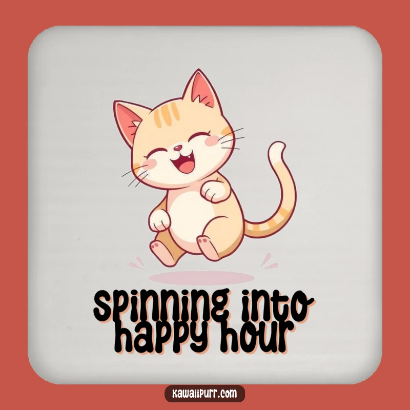 Funny Dizzy Cat Tail Chase Coaster: Protect Surfaces with Fun, Ideal Funny Gift