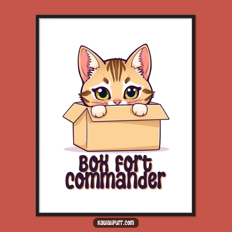 Funny Tabby Cat Box Poster: Peek-a-Boo Charm and Feline Wall Art Gift