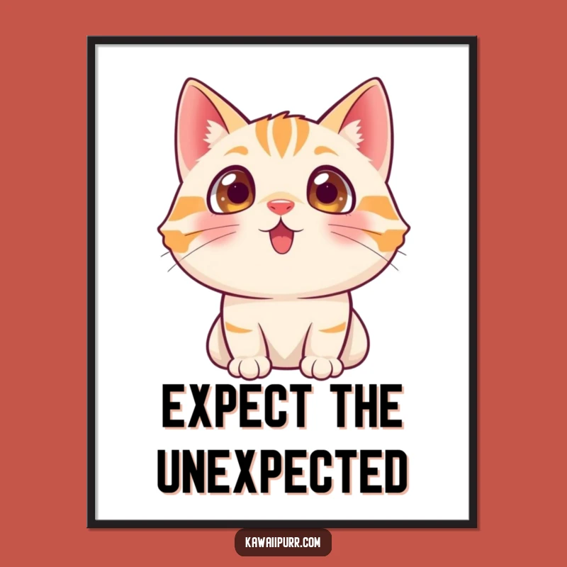 Funny Cat Excited Eyes Poster: Artful Character Print, Gift of Awe