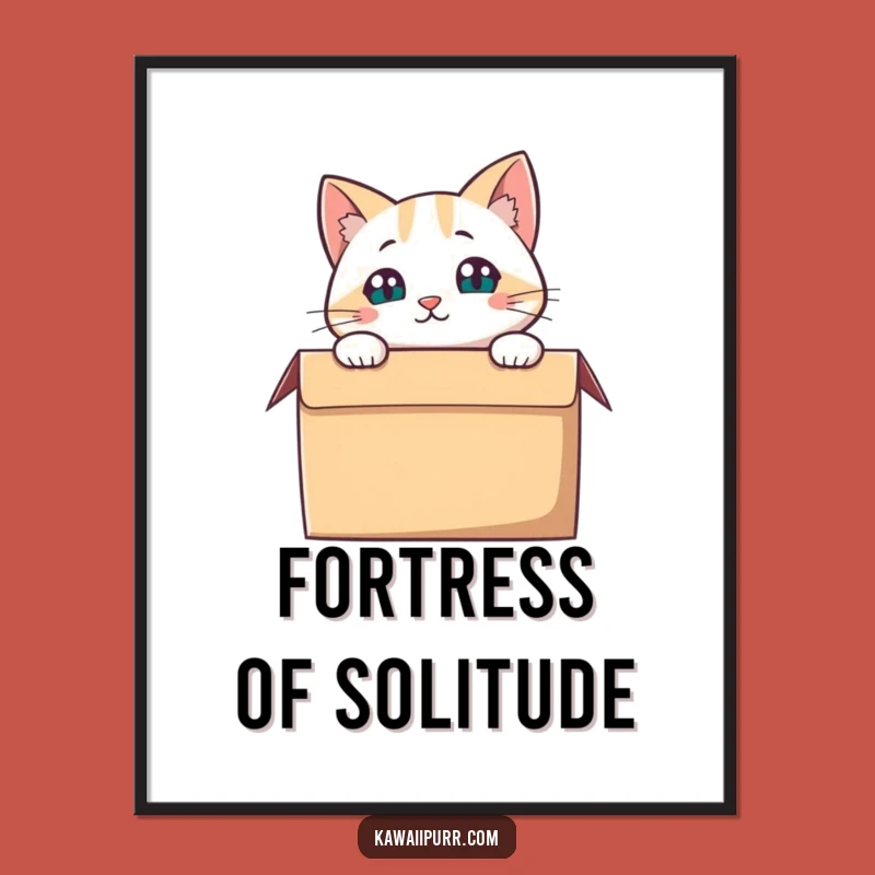 Funny Cat Box Peering Poster: Hilarious Feline Art for Curious, Playful Decor, Gift