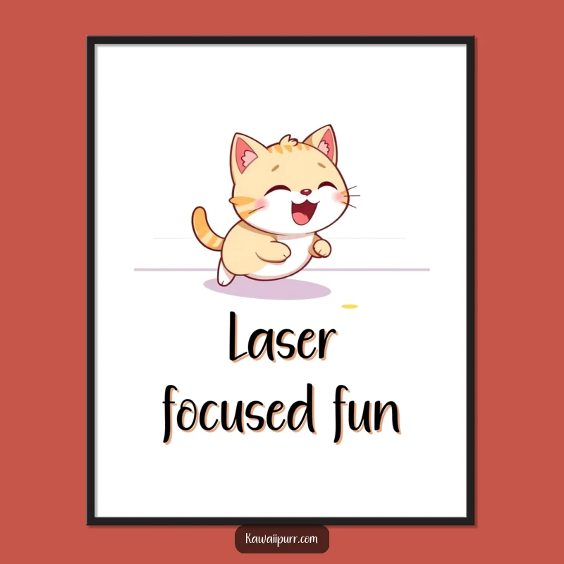 Funny Cat Laser Art Poster - Giggling Chase Decor!