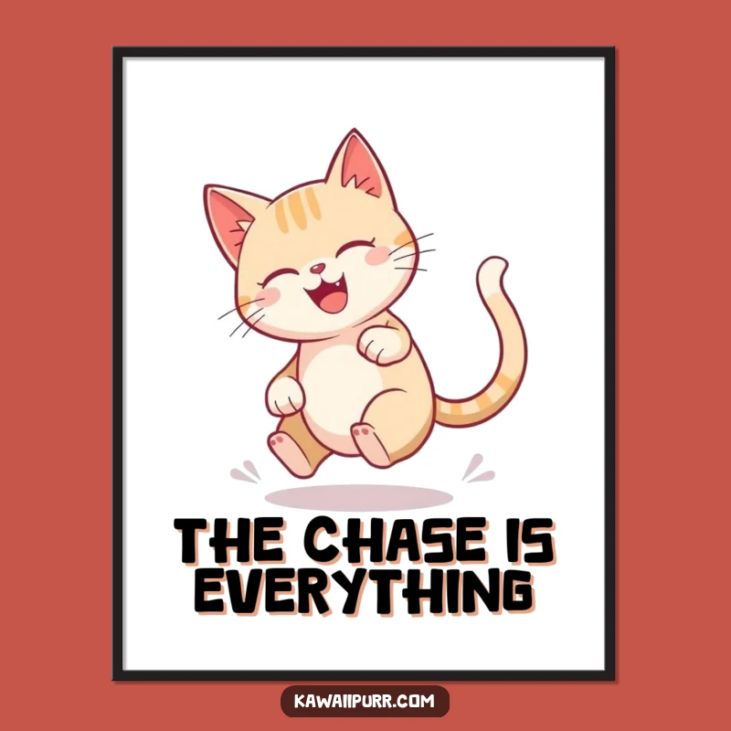Funny Dizzy Cat Tail Chase Poster: Energetic Wall Art, Perfect Funny Gift Idea