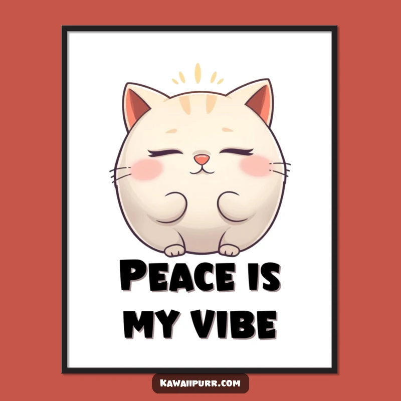 Funny Fat Cat Zen Poster - Relaxing Aura & Calm Wall Art