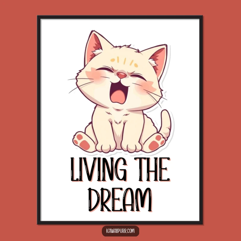 Funny Lazy Kitten Poster: Add Sleepy Humor to Your Walls with This Character.