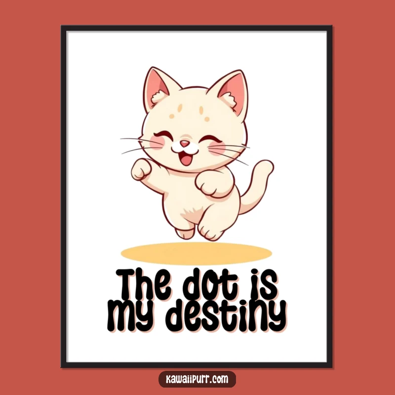 Funny Cat Laser Chase Poster - Energetic Kitty Playfulness Art