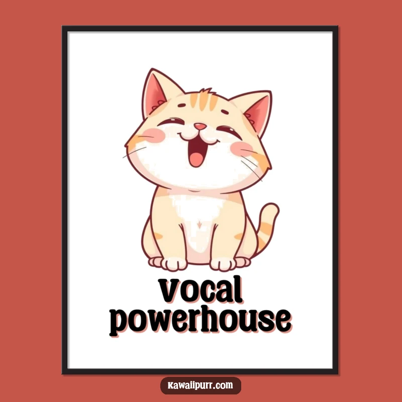 Funny Cat Meowing Upwards Poster: Decorate with Happy Sounds and Hilarious Art!