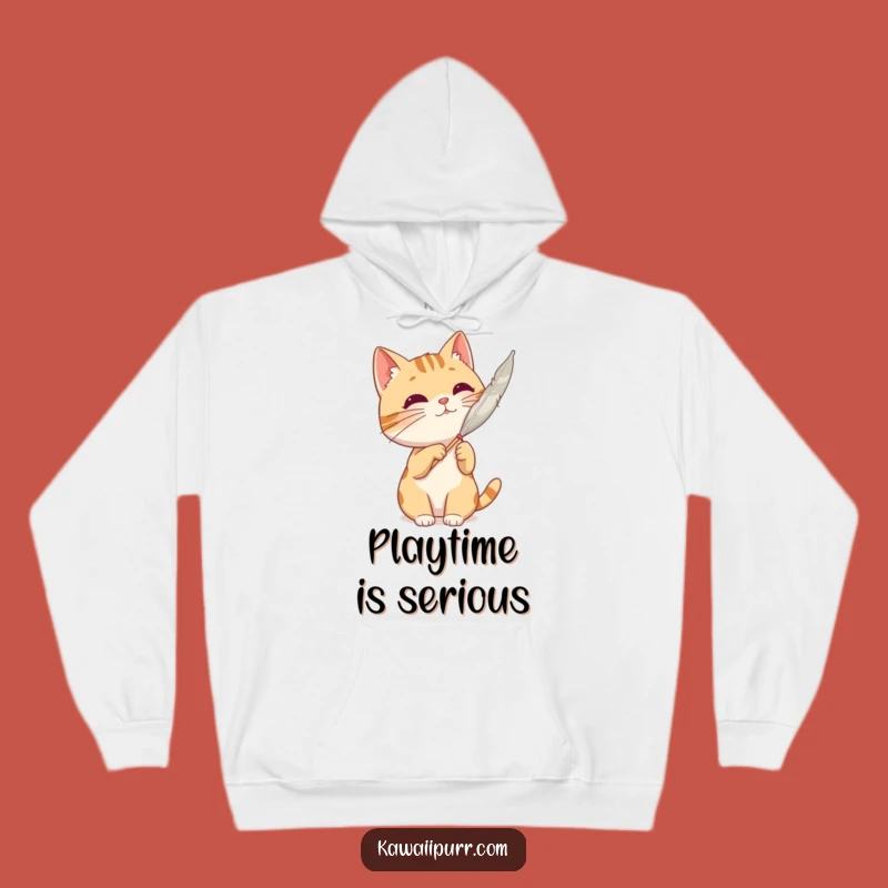 Funny Cat Feather Hoodie: Cozy Character Sweatshirt, Playful Gift for Cat Lovers