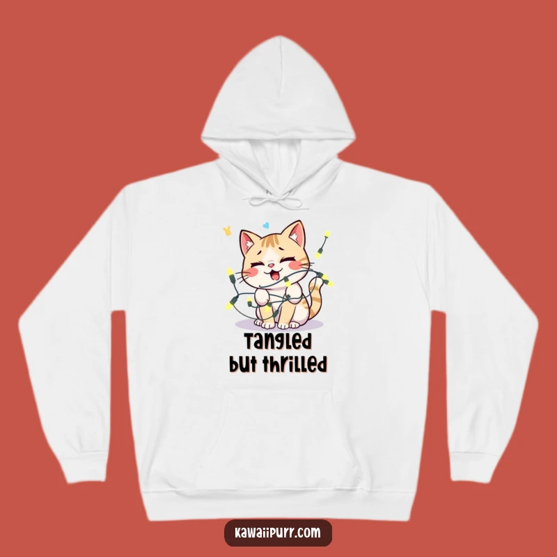 Funny Kawaii Cat Lights Hoodie: Comfy Distressed Feline Wearable Gift