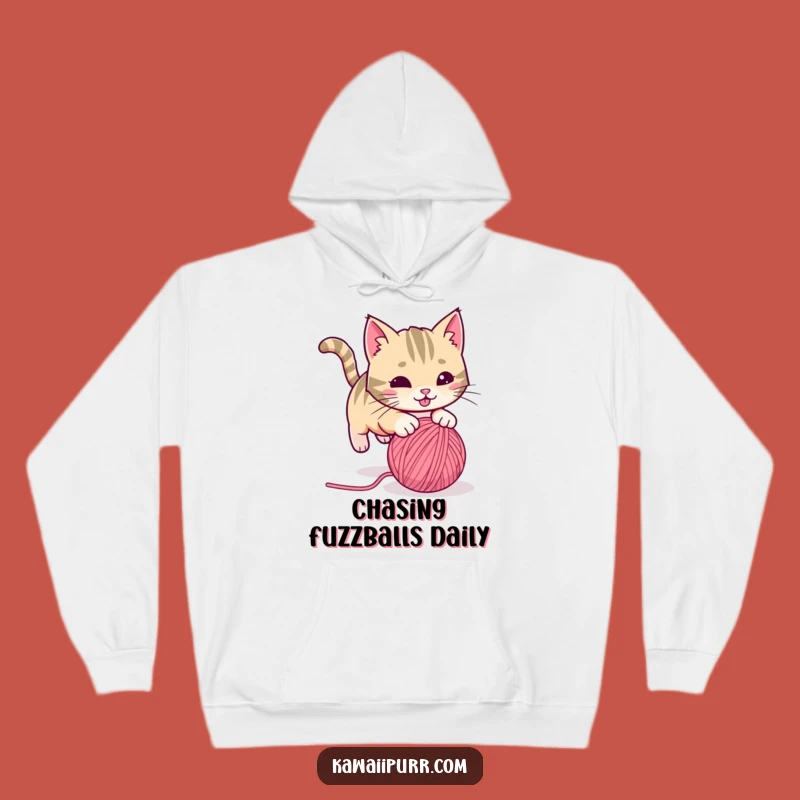 Funny Playful Cat Yarn Hoodie Your Cozy Companion for Playful Days Funny Gift Apparel