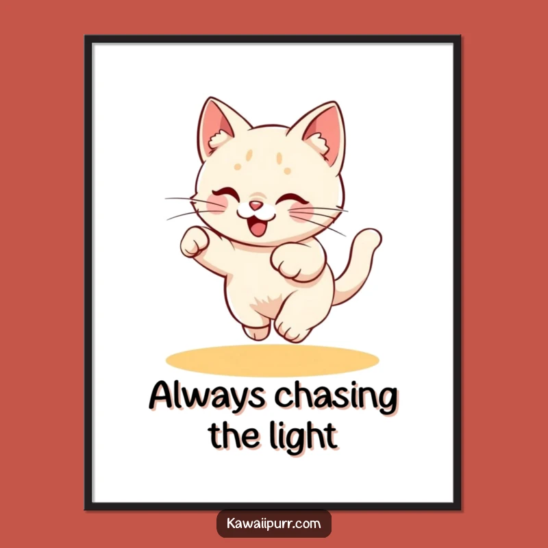 Free Printable Wall Art: Kitty Laser Chase - Funny Downloadable Energetic Decor