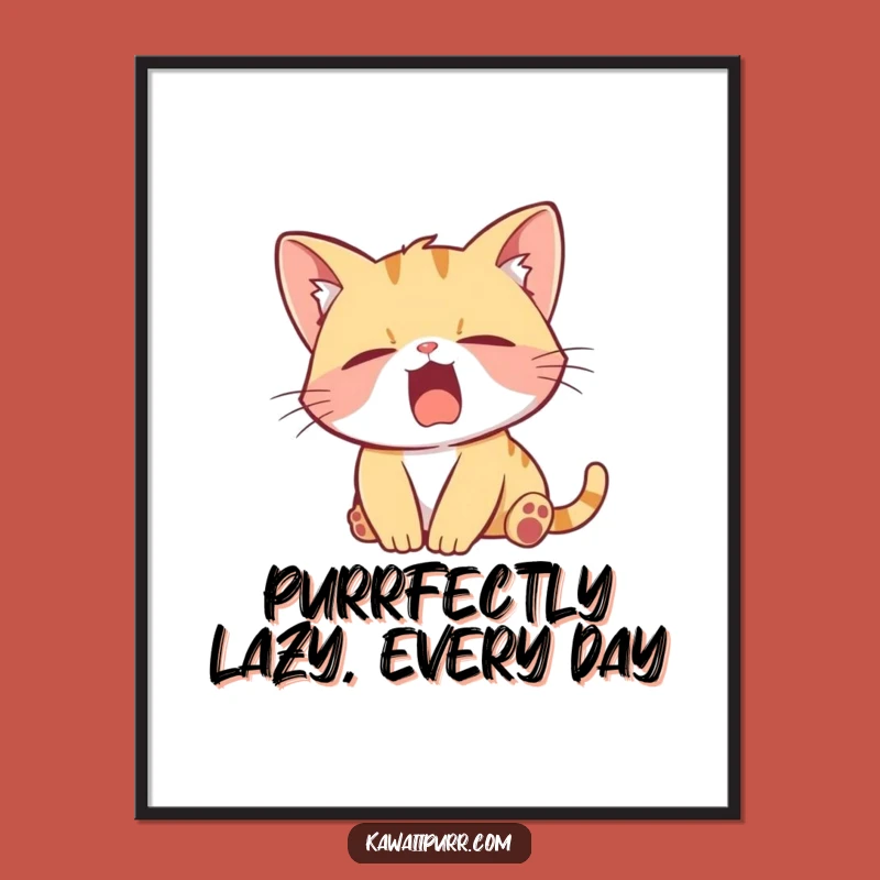 Free Printable Wall Art: Lazy Kitten Yawn Funny Downloadable Art Decor