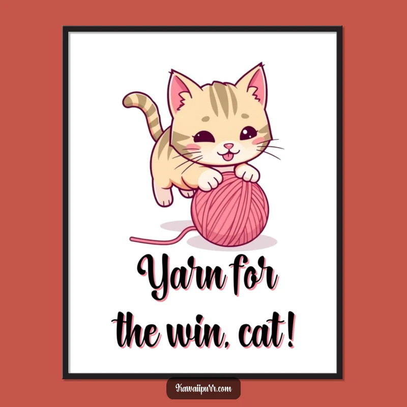 Free Printable Wall Art: Playful Cat Yarn Chase - Funny Downloadable Art!