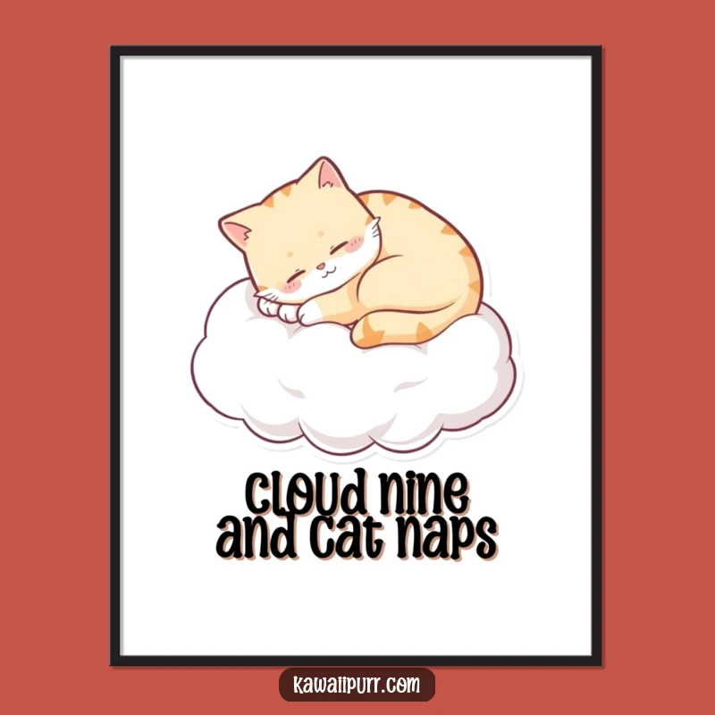 Free Printable Wall Art: Sleepy Cat Cloud Nap - Funny Downloadable Art!