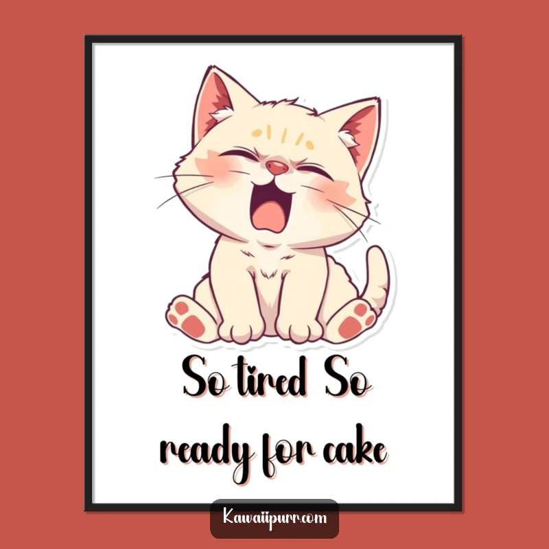 Free Printable Yawning Kitten Wall Art - Humorous Downloadable Decor