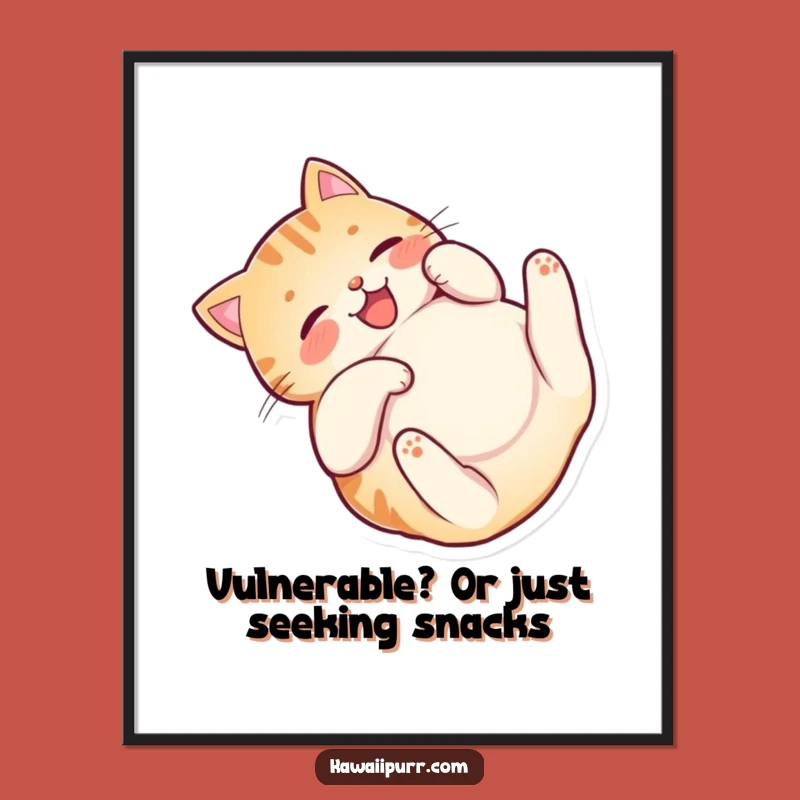 Free Printable Funny Cat Wall Art: Belly Roll, Downloadable Whimsy