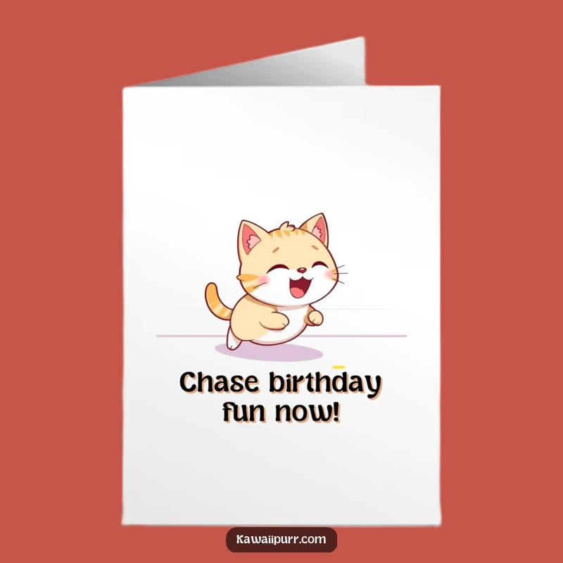 Free Printable Birthday Card: Funny Cat Chasing Laser for a Hilarious Celebration