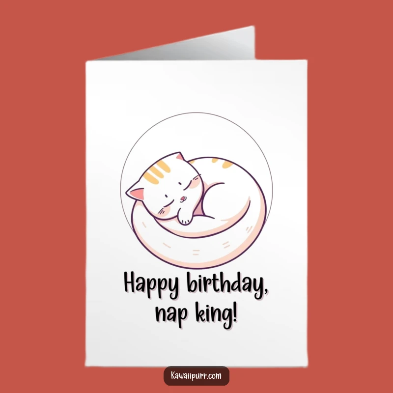 Free Printable Birthday Card: Napping Cat Circle Downloadable Gift