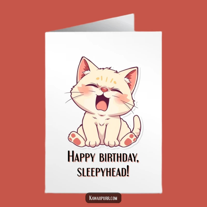 Free Printable Yawning Kitten Birthday Card - Funny Downloadable Relaxed Greeting