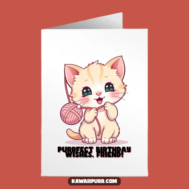 Free Printable Kitten Birthday Card: Playful Kitten Yarn Funny Downloadable Gift