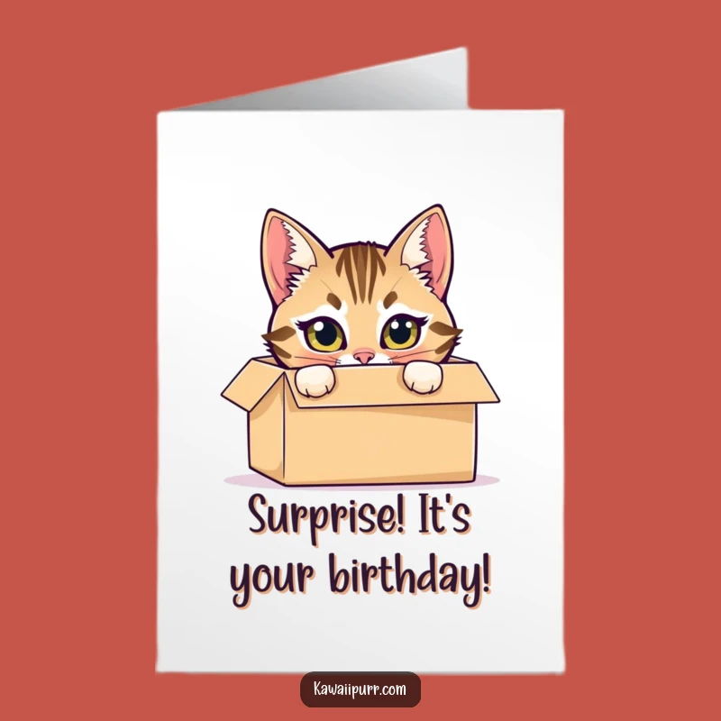 Free Printable Birthday Card: Cat in Box - Funny Downloadable Gift!
