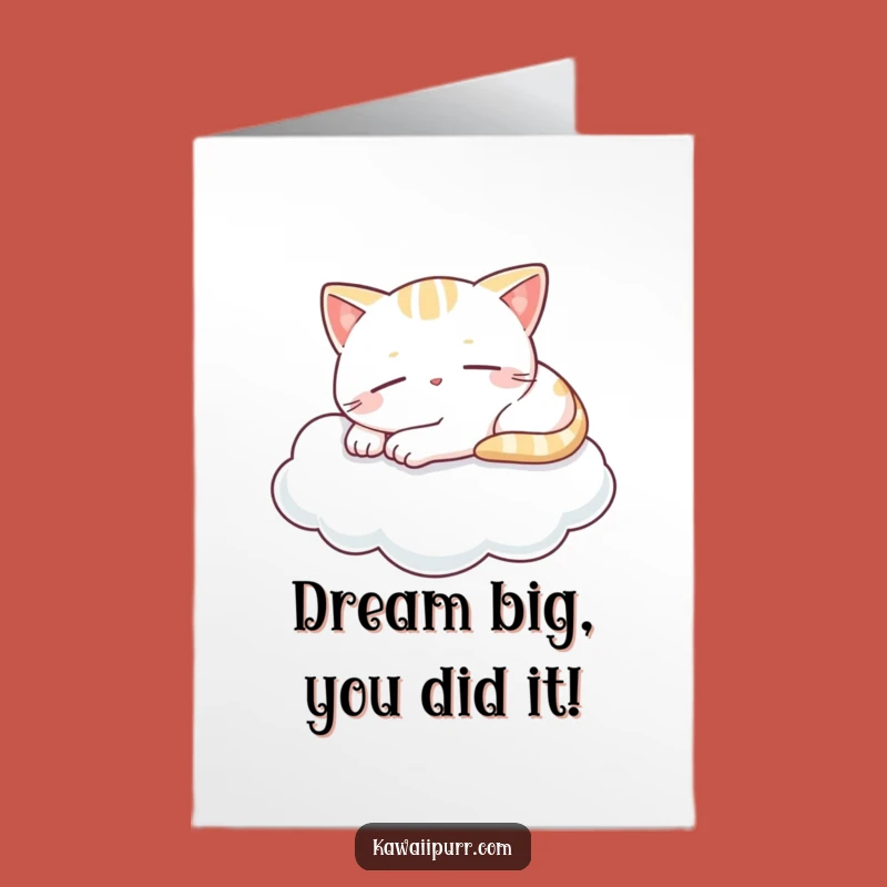 Free Printable Blissful Kawaii Cat Congrats Card - Funny Downloadable Peaceful Greeting