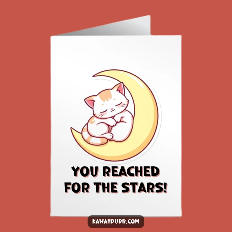 Free Printable Congrats Card: Moon Cat Serenity - Downloadable Gift for Calm Success