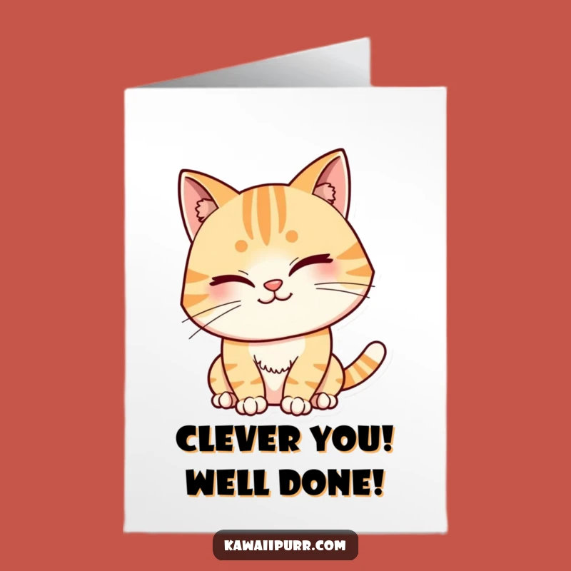 Free Printable Congrats Card: Winking Cat Mischief Funny Downloadable Gift