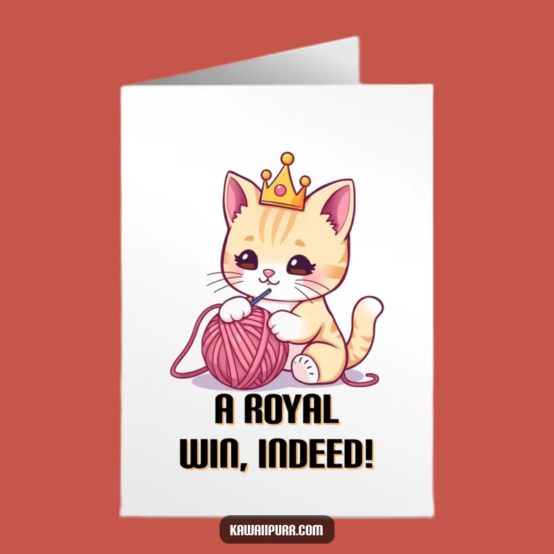 Free Printable Crowned Kawaii Cat Congrats Card - Funny Downloadable Royal Greeting