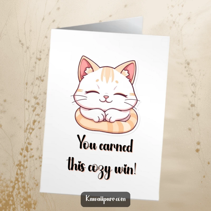 Funny Free Printable Congrats Card: Cat peacefully napping with a smile, a serene and humorous congratulatory note.