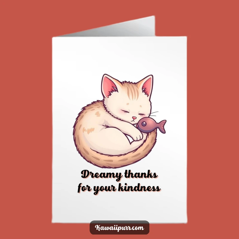 Free Printable Thank You Card: Sleeping Kitten, Funny Downloadable Gift for Sweet Appreciation