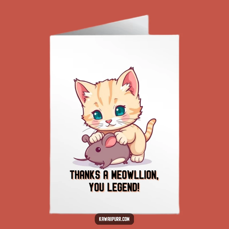 Free Printable Thank You Card: Kitten Pouncing - Cute Downloadable Gift for Appreciation