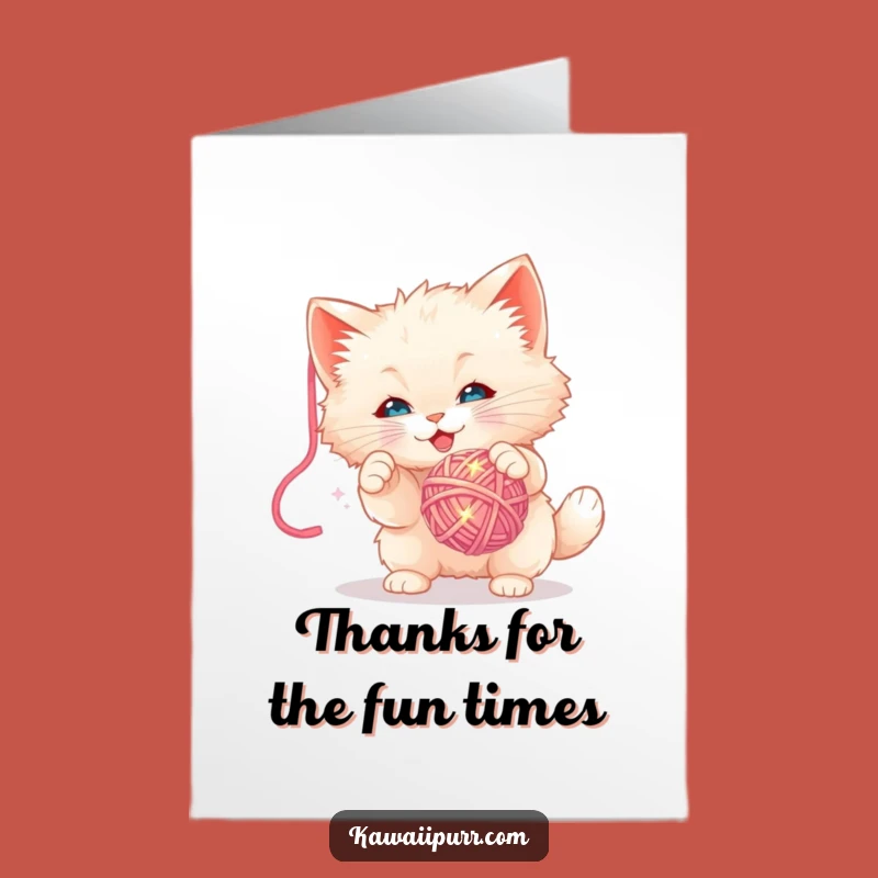 Free Printable Thank You Card: Kitten & Yarn - Funny Downloadable Appreciation Gift