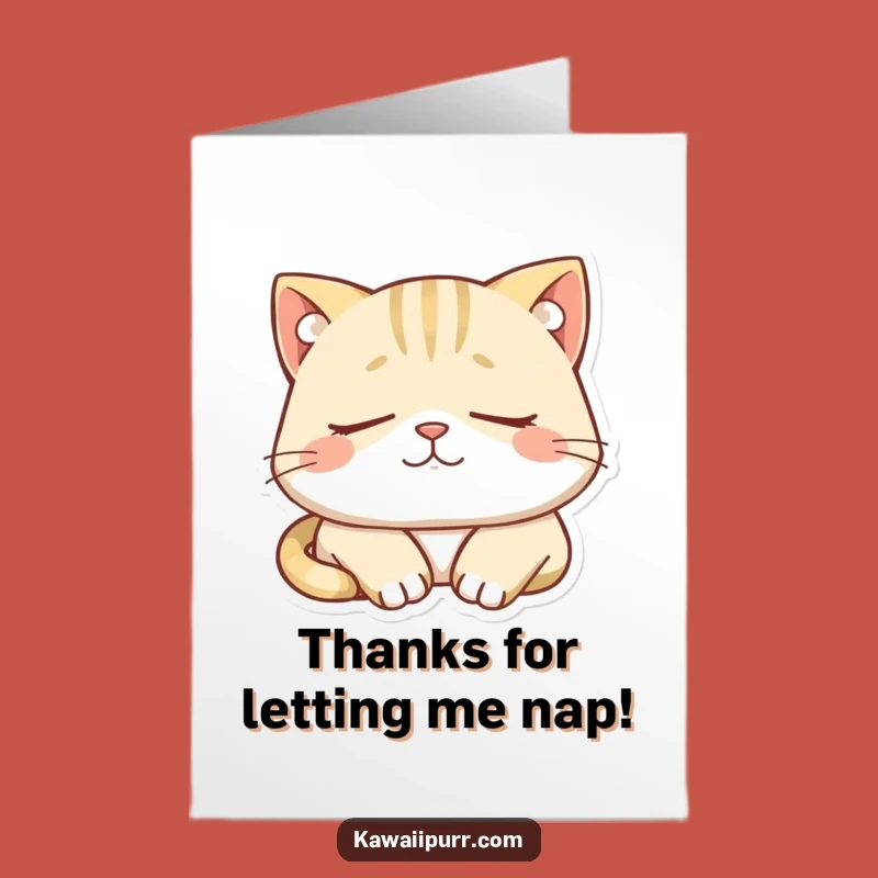 Free Printable Thank You Sleepy Cat Card - Funny Downloadable Gift