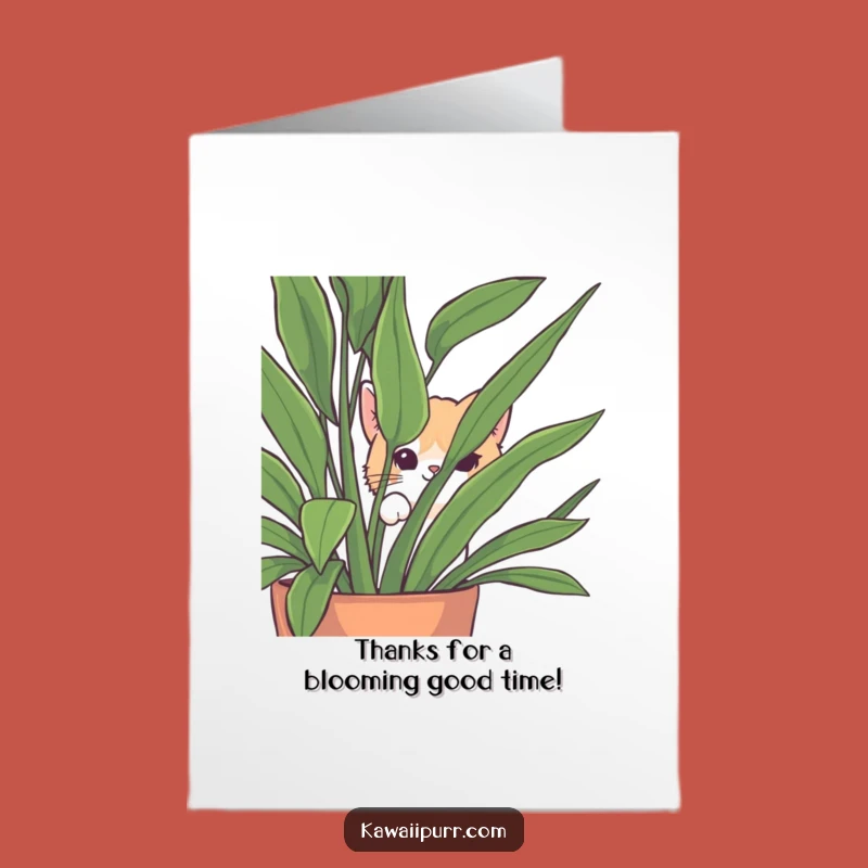 Free Printable Thank You Card: Cat Plant Peek, Appreciate Them Funnily