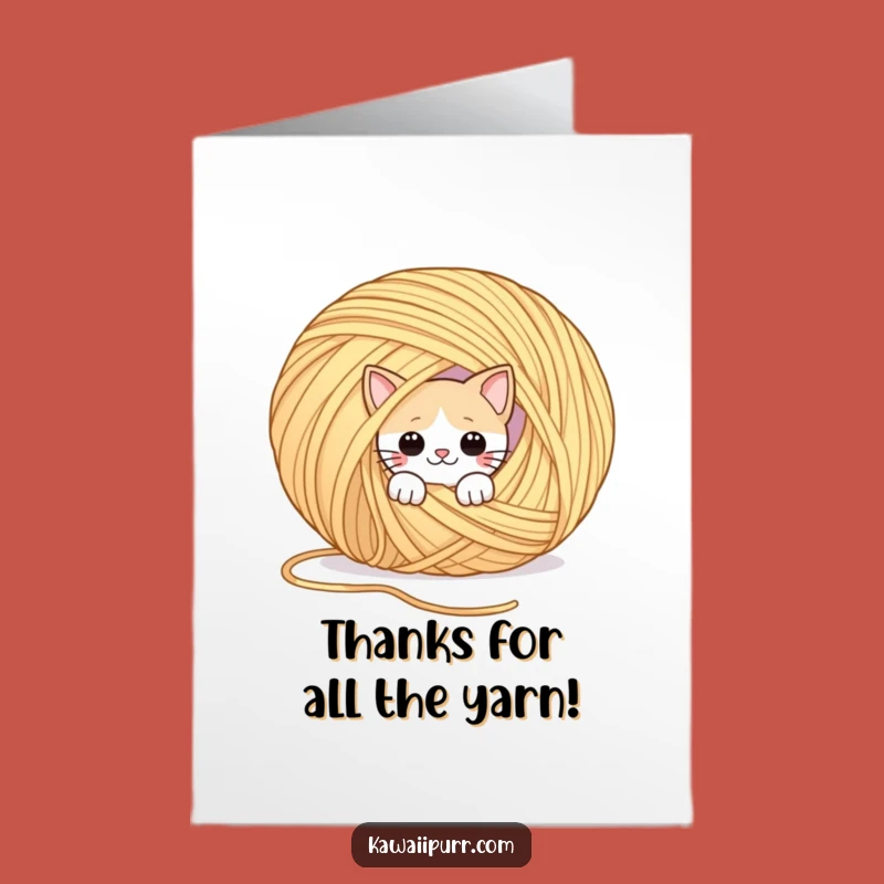 Free Printable Thank You Cat & Yarn Card - Funny Downloadable Gift