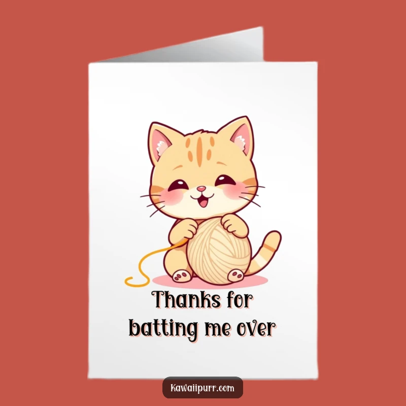 Free Printable Thank You Card: Cute Cat Yarn Thanks, Perfect DIY Gift!