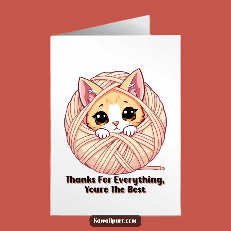 Free Printable Thank You Card: Curious Cat Yarn - Funny Downloadable Gift
