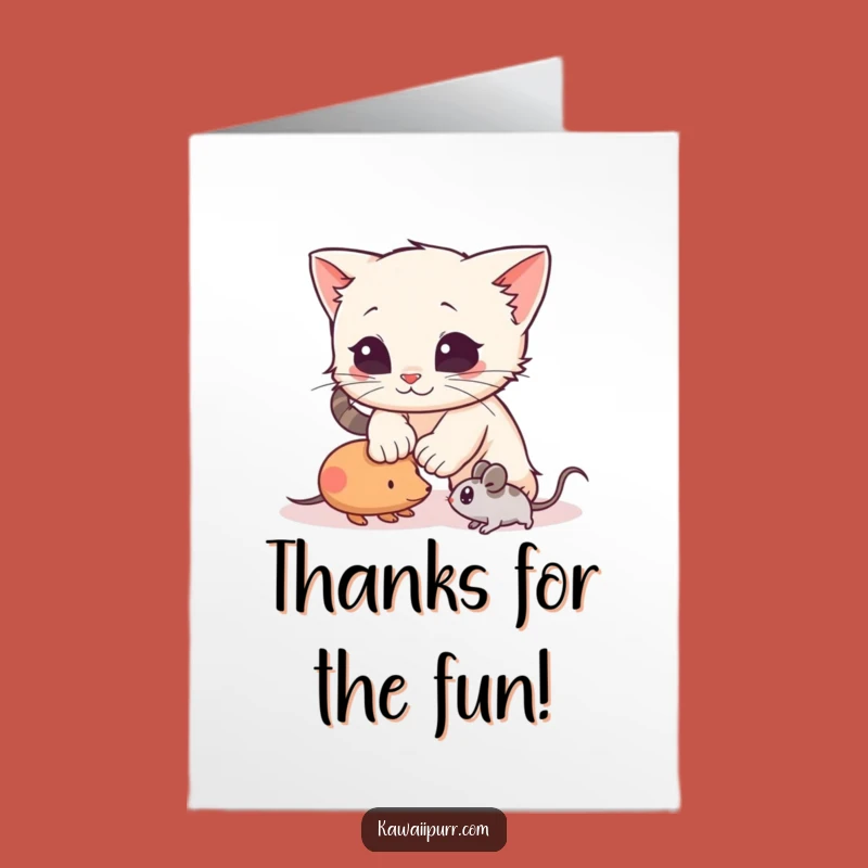 Free Printable Thank You Card: Playful Kitten Pounce Funny Downloadable Gift