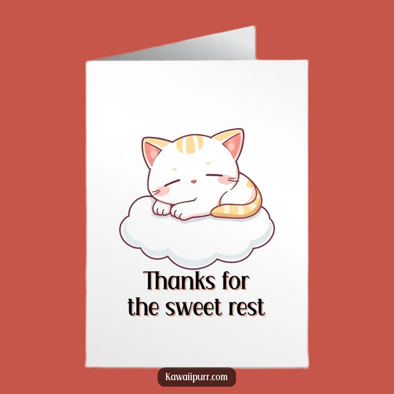 Free Printable Serene Kawaii Cat Thank You Card - Funny Downloadable Calm Greeting