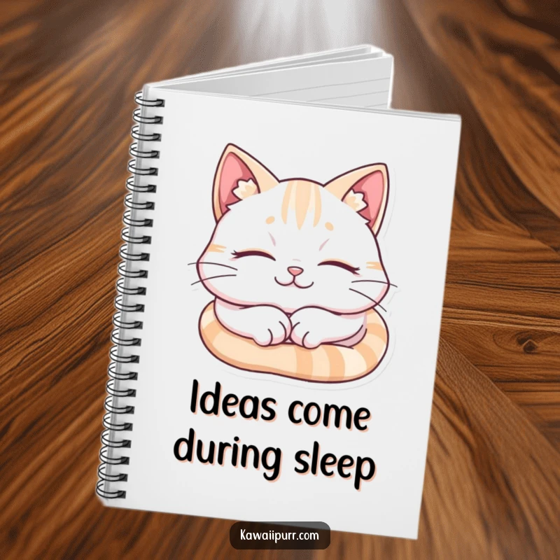 Funny Cat Notebook, a cat sleeping peacefully with a smile, great for journaling.
