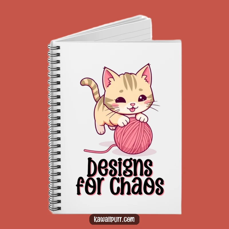 Funny Playful Cat Yarn Notebook Jot Down Ideas with Feline Energy Funny Gift