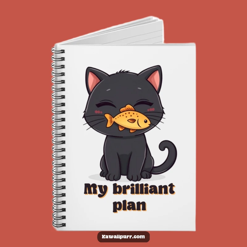 Journal Funny Black Cat Fish Notebook, Mischievous Feline Diary, Inspiring Funny Gift
